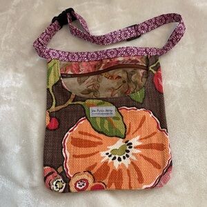 VAN RYZIN DESIGN FLORAL DESIGN CROSSBODY ADJUSTABLE STRAPS ONE POCKET ON FRONT